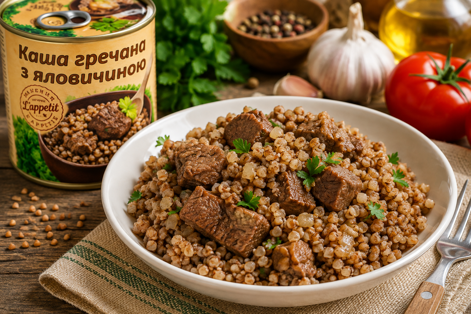 Каша гречана L'appetit з яловичиною 340 г - Зображення 2