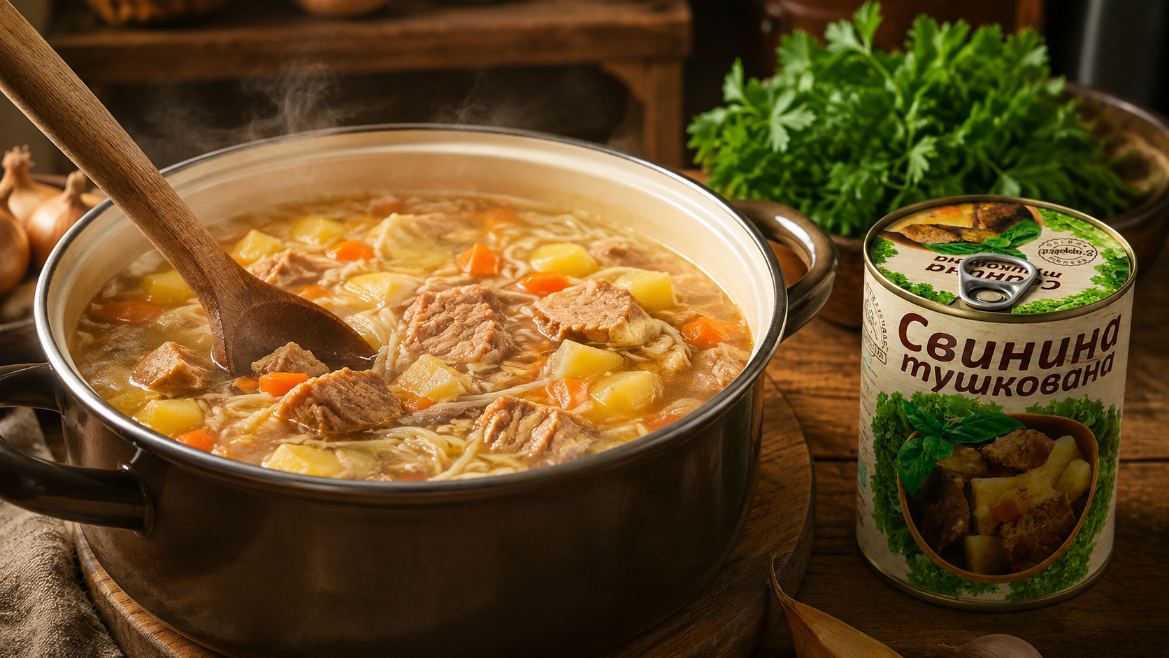 Приготування супу з тушонкою L’appetit і вермішеллю